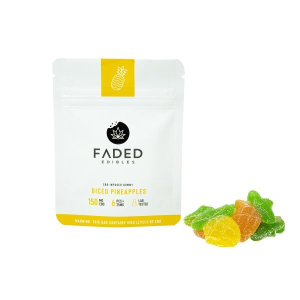 Faded Edibles – CBD 150mg Diced Pineapples | Green Society Canada