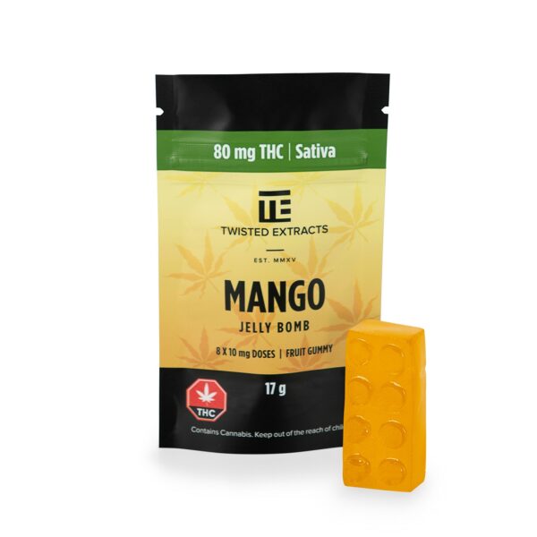 Twisted Extracts- Mango Jelly bomb – SATIVA – 80MG THC | Green Society Canada