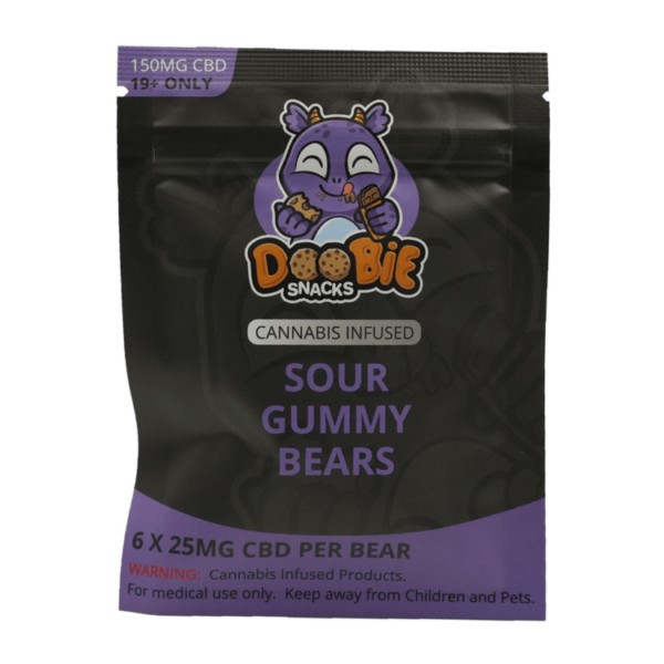 Doobie Snacks – CBD Sour Gummy Bears – 150mg CBD | Green Society Canada