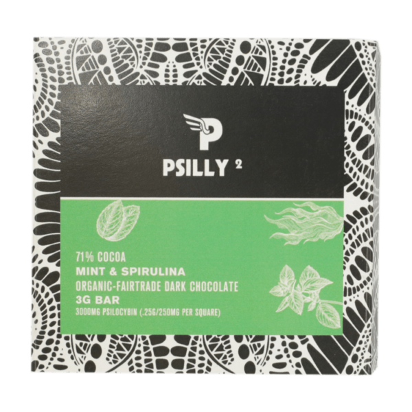 Psilly – Dark Chocolate Bar – Mint & Spirulina | Green Society Canada