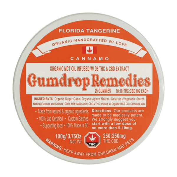 Gumdrop Remedies – Florida Tangerine 1:1 Gummies – 250mg THC/250mg CBD | Green Society Canada