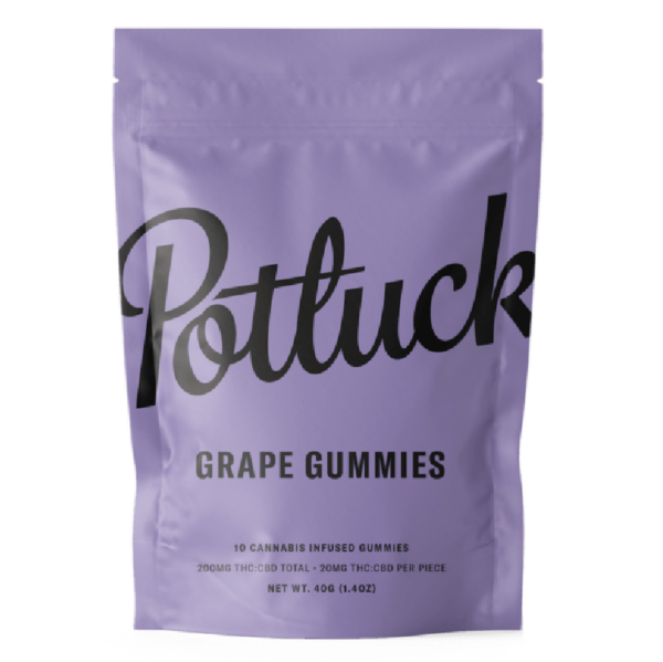 Potluck Extracts – Grape Gummies (1:1) – 100mg THC / 100mg CBD | Green Society Canada