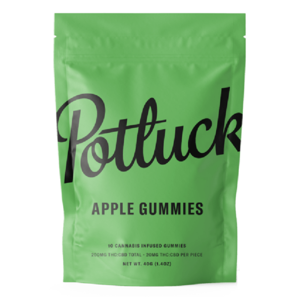 Potluck Extracts – Apple Gummies (1:1) – 100mg THC / 100mg CBD | Green Society Canada